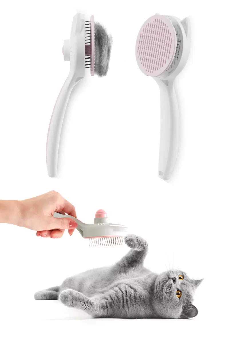 KEDİ KÖPEK TARAĞI FIRÇASI MANDALLI PEMBE - Görsel 3